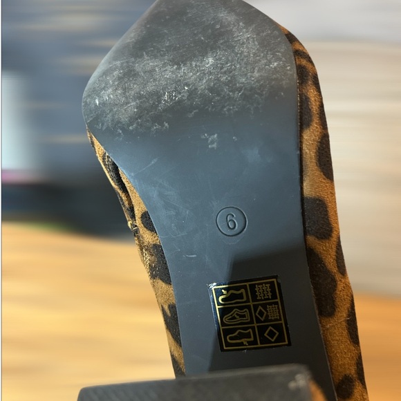 Public Desire Empire Pointed Ankle Boots Brown Black Leopard Western Print Sz 6 - Picture 5 of 9